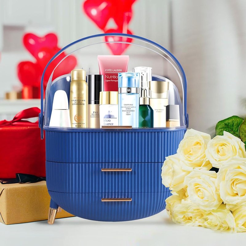 Egg Shape Makeup Storage Box - Portable Vanity Cosmetics Organizer for Countertop | Preppy Design