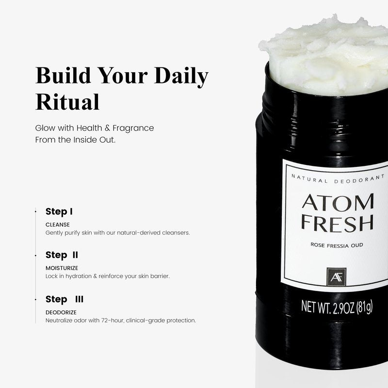 Atom Fresh Deodorant Stick for Women, 72H Odor Protection, Aluminum & Baking Soda Free, Natural Deodorant for Sensitive Skin, Long Lasting Freshness, Smooth Glide, Non-Sticky (Sweet Jam Jasmine)
