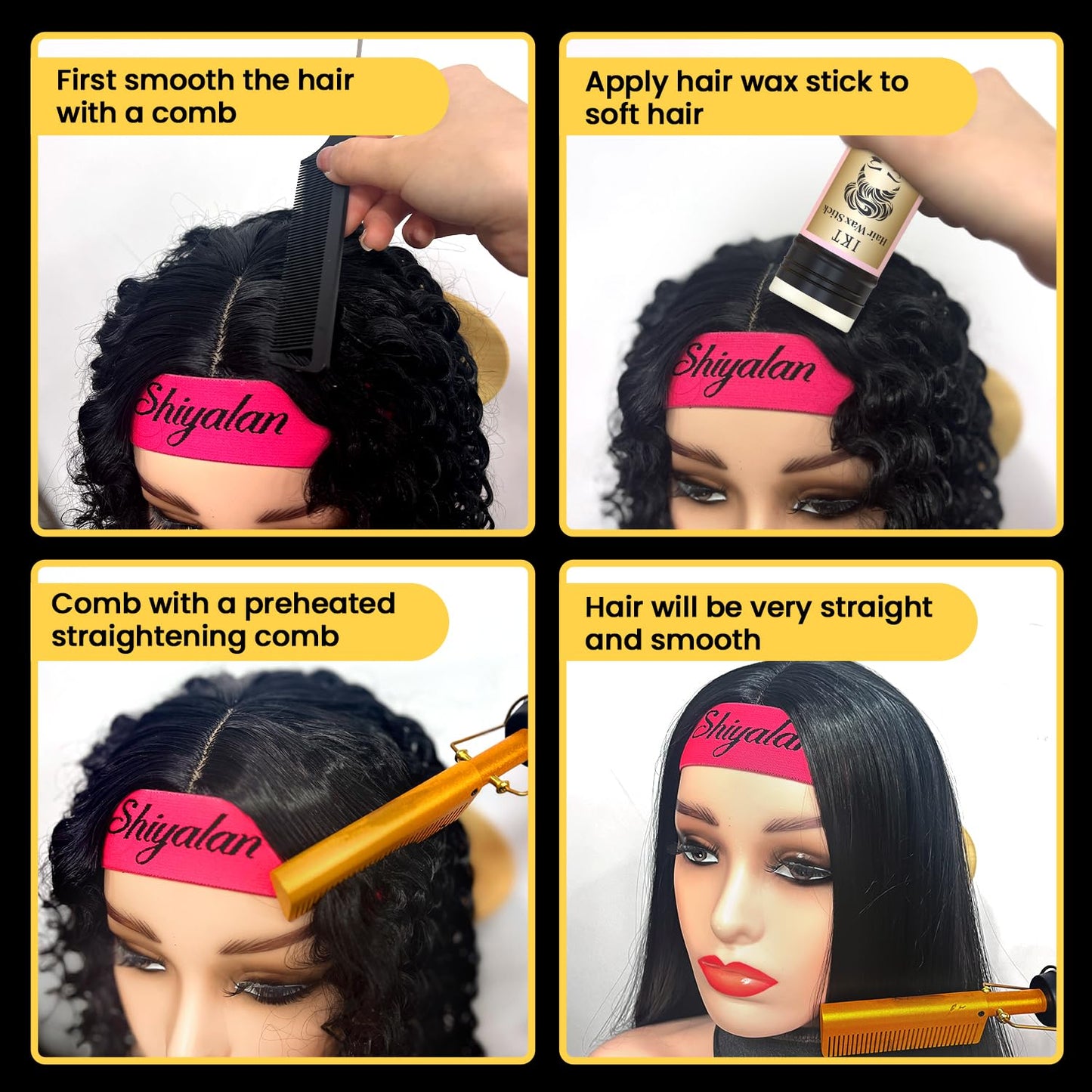 Hot Comb Set 19 Pcs, Electric Hair Straightener Curling Iron for Natural Black Hair Wigs Pressing with Wig Glue