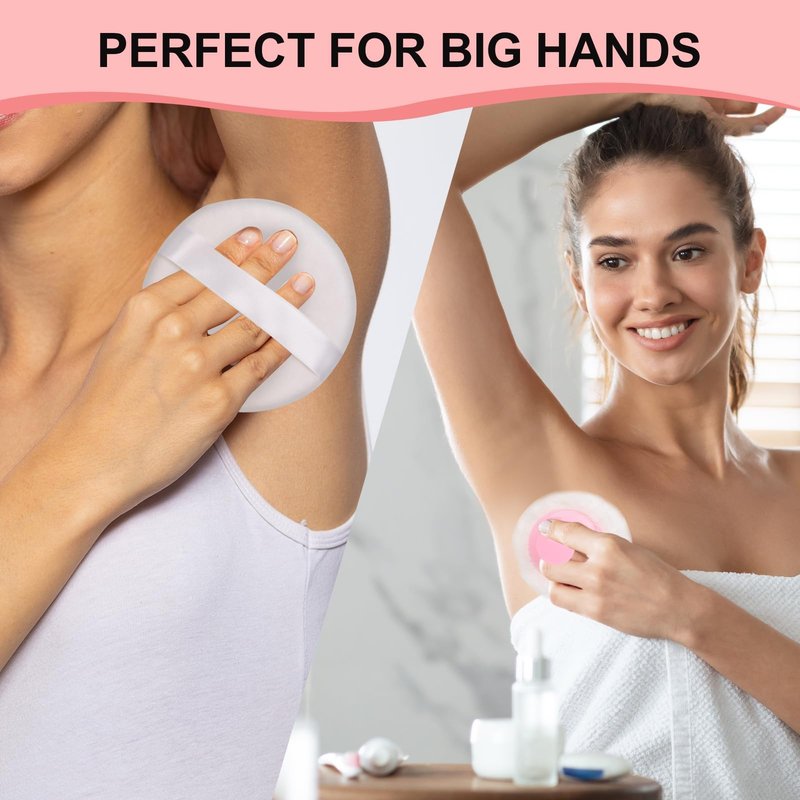 LAKIRA Large Body Powder Puff and Container, 2 Large Powder Puffs, Crystal Powder Container with 3.93" Puff for Baby Women, Dusting Powder Container with Puffs for Women, Bath, Home Use (4″ Pure)