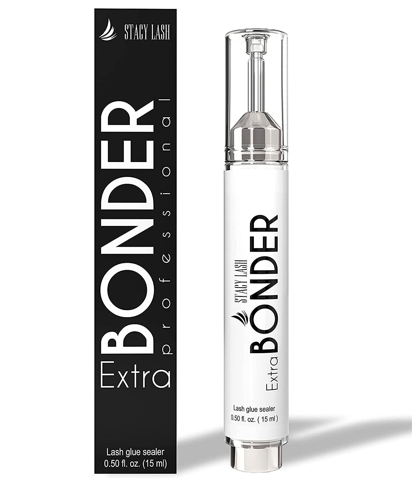 Extra Bonder for Lash Extensions 15ml + Sensitive Eyelash Extension Glue 5ml - Stacy Lash/Eyelash Extension Sealer/Reduces Lash Extension Glue Fumes / 1-2 Sec Drying time/Retention – 8 Weeks