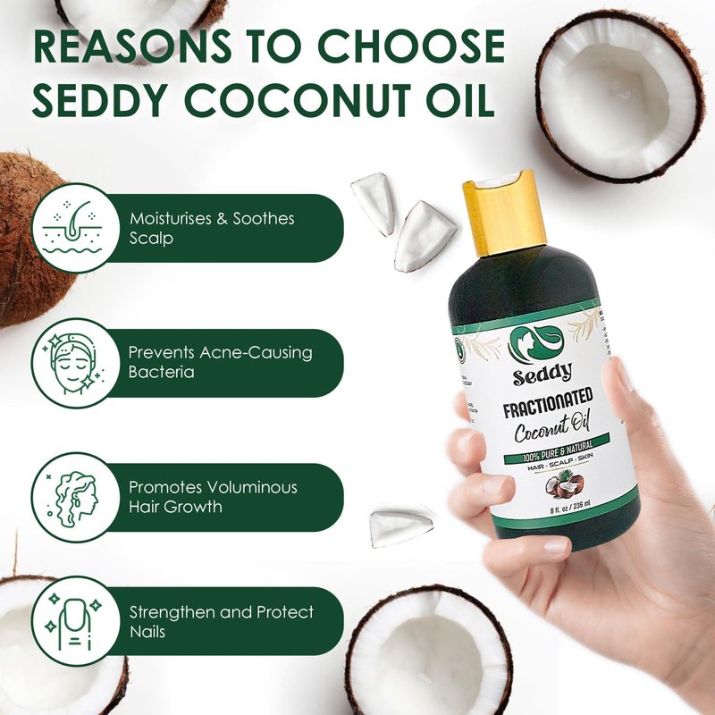 MCT Fractionated Coconut Oil - 100% Natural Unscented Carrier Oil for Skin & Hair | 8 Fl. Oz
