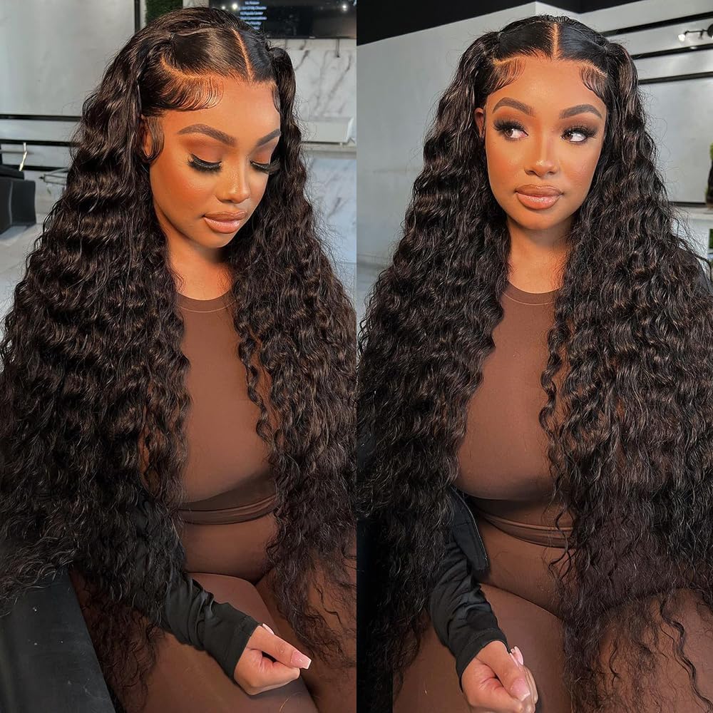 LXYANOO 12A Deep Wave Single Bundles Human Hair 22 Inch Brazilian Curly 1 Bundles Human Hair 100% Unprocessed Virgin Wet and Wavy Hair Weave 1B Black