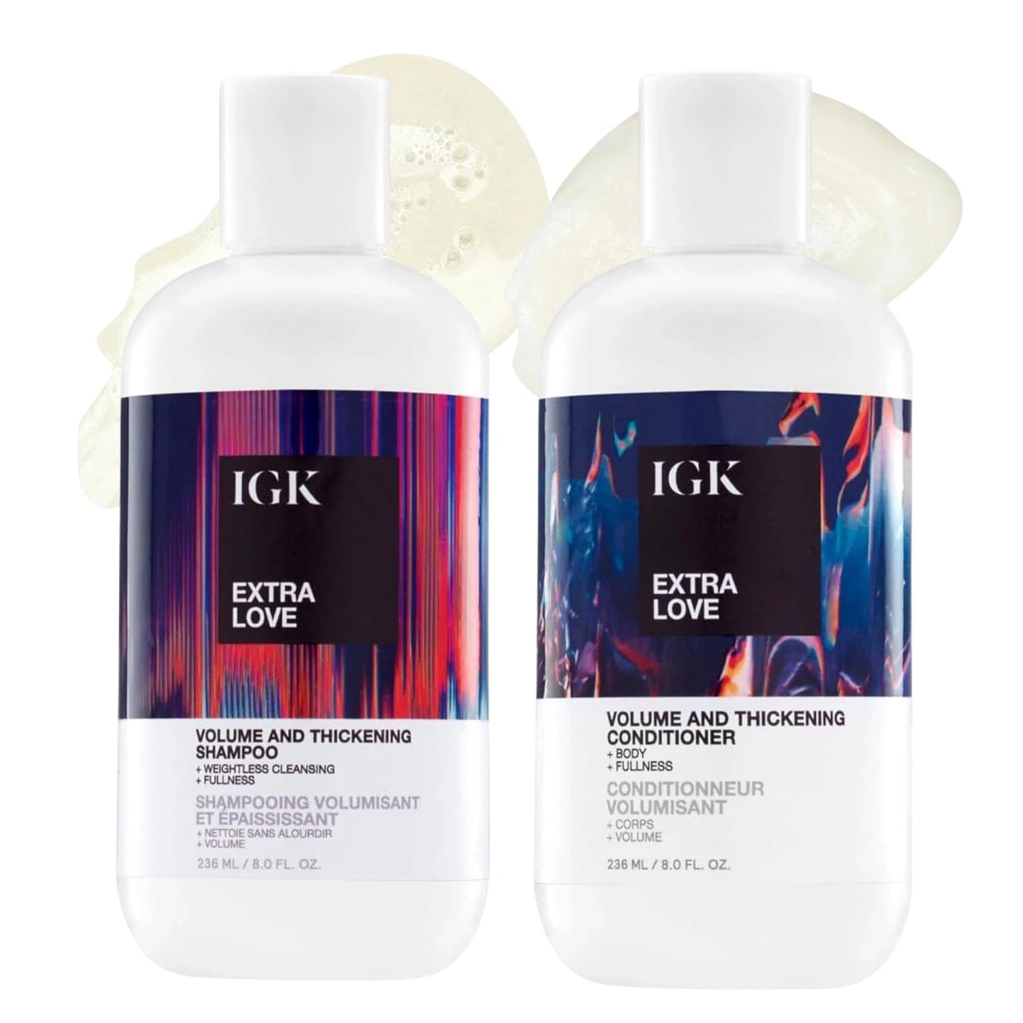IGK EXTRA LOVE Volume & Thickening Shampoo & Conditioner Set - Vegan, Cruelty-Free, 8 oz (Pack of 2) | Boost Volume & Balance Scalp