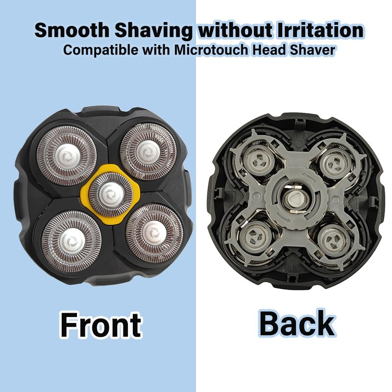Replacement Heads Compatible with Microtouch Titanium Electric Head Shaver, Titanium Razor Replacement Blades for Micro Touch Head Shaver, Hypoallergenic Hair Clippers Blades for Bald Men - 2 Pack