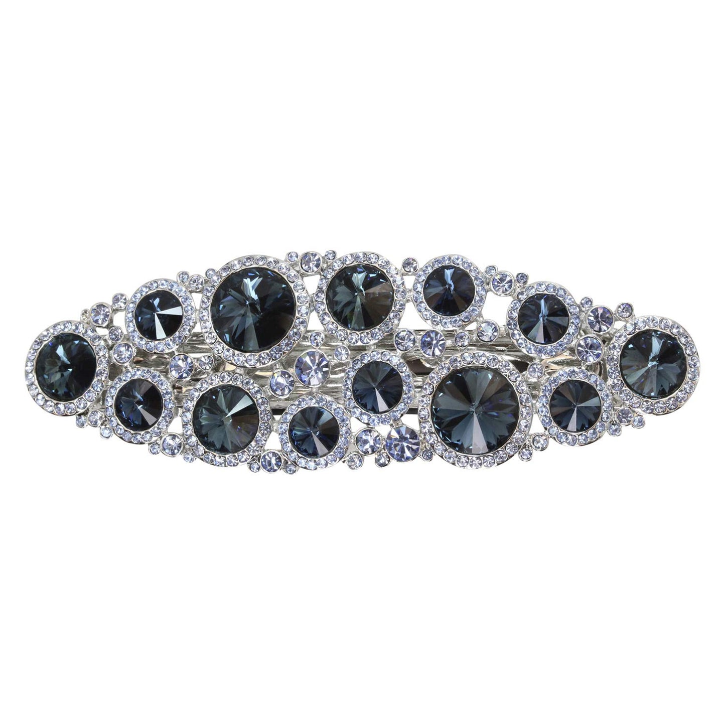 Faship Gorgeous Navy Blue Premium Rhinestone Crystal Hair Barrette Clip
