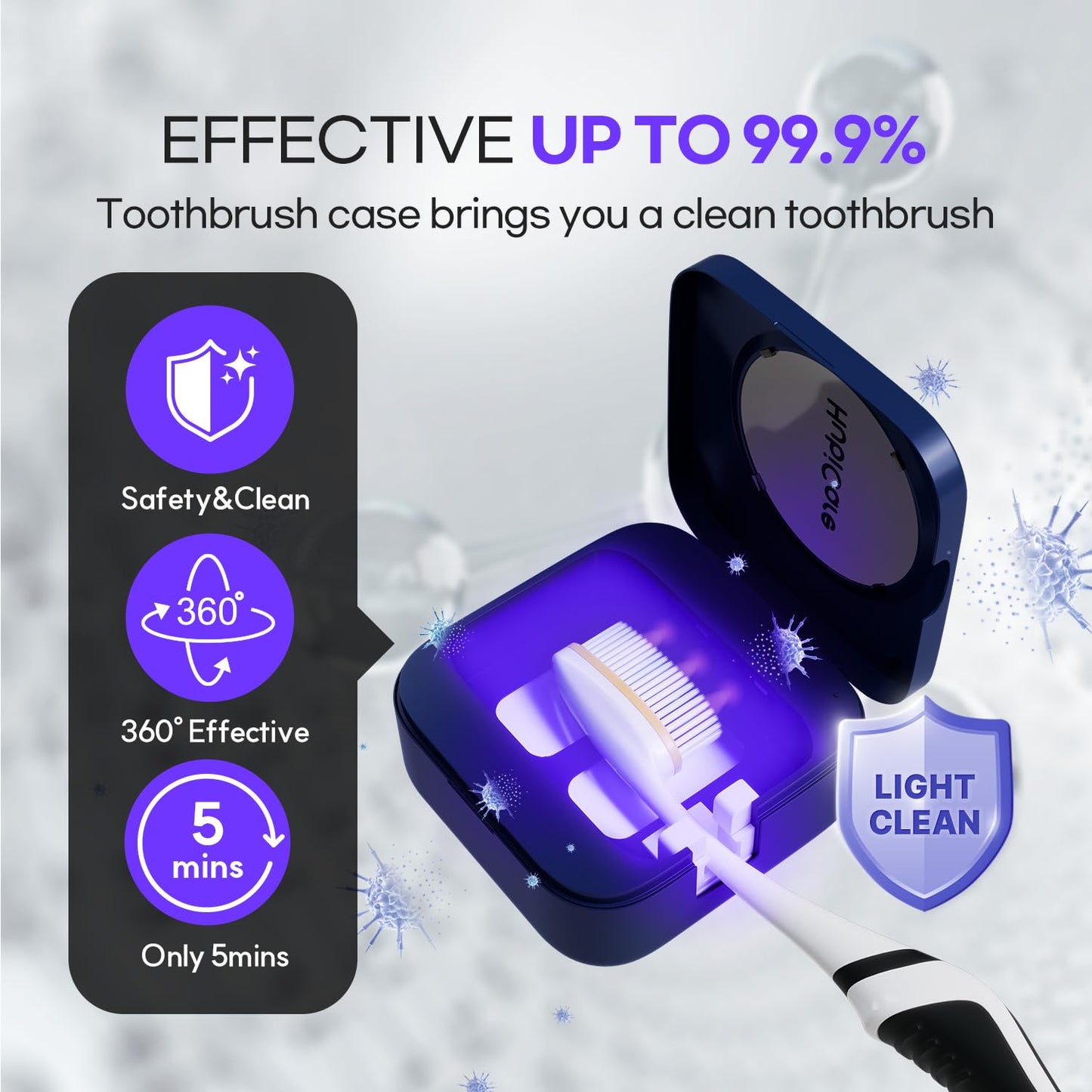 HubiCare Toothbrush Case, Toothbrush Covers with Holder, Rechargeable Travel Home Toothbrush And Holder, Cleaner Case for All Electric And Manual Toothbrushes (Black)