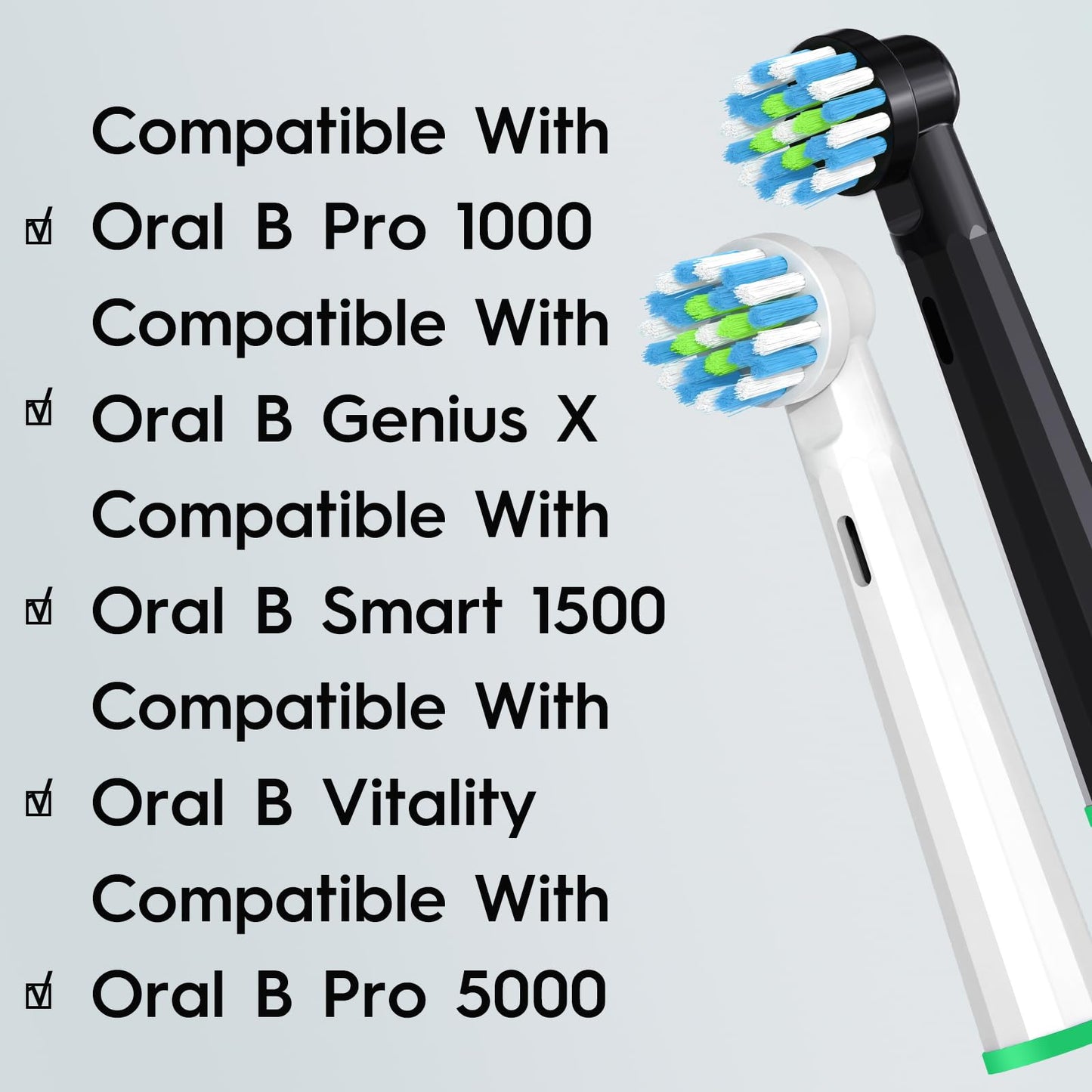 Replacement Toothbrush Heads Compatible with Oral B Braun Pro 1000/Genius X/Smart 1500, Brush Heads Refill Compatible with Oral B for Teeth and Gums Care (12 Black)