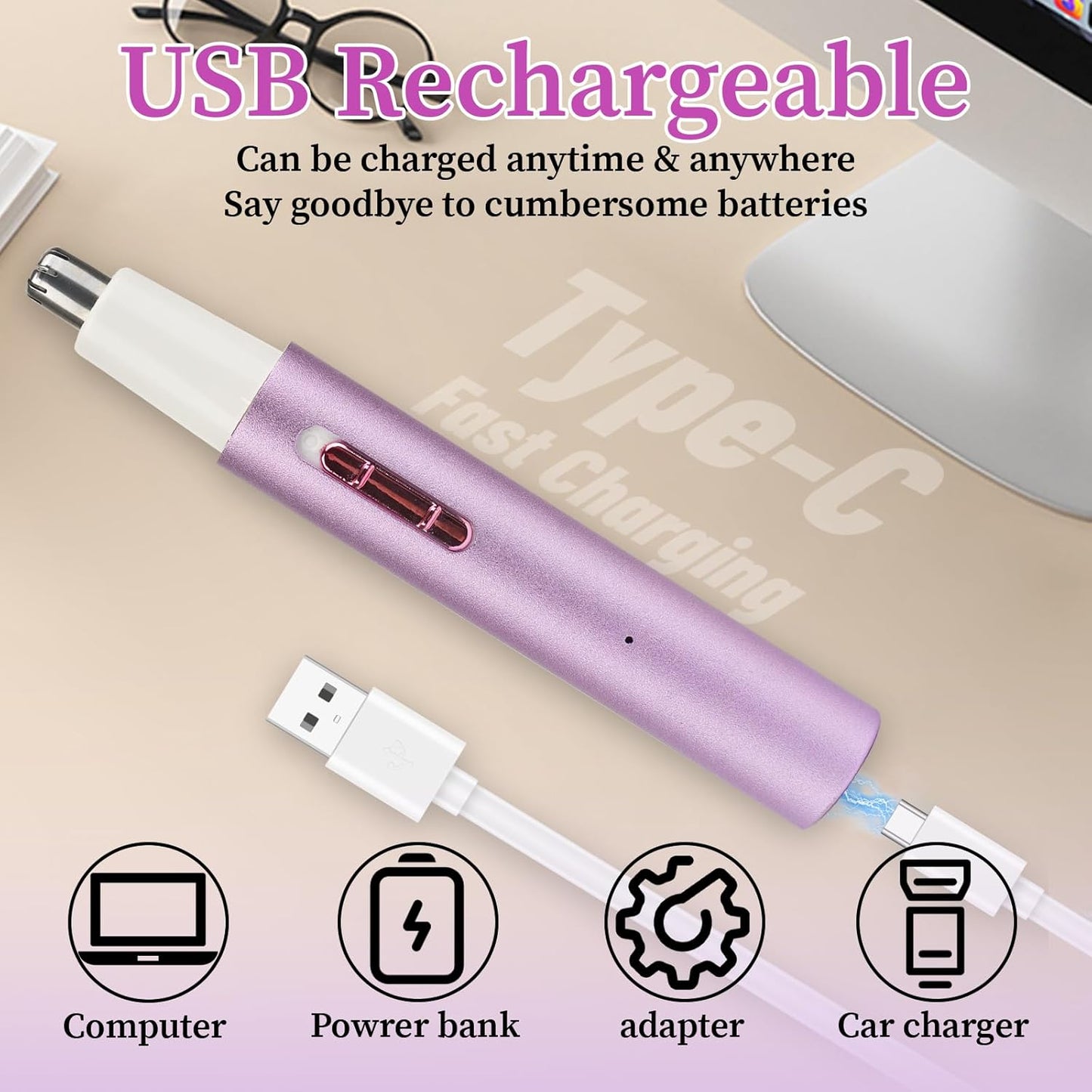 Rechargeable Nose & Ear Hair Trimmer - Dual-Edge Blade Electric Clipper for Men & Women | Painless Hair Removal Tool (Multicolor)