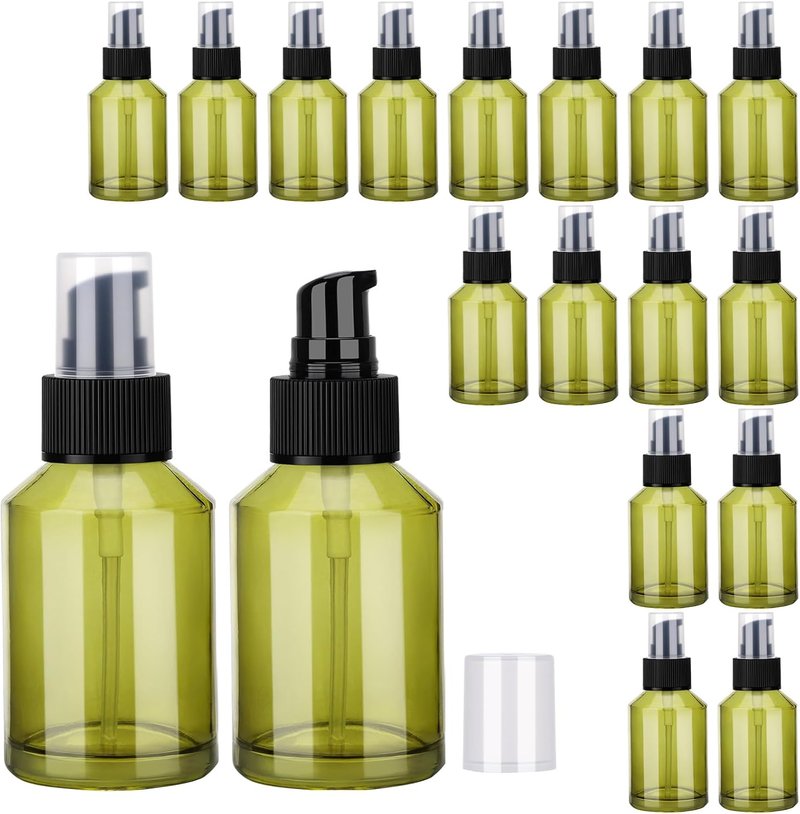 Segbeauty 18-Piece 2oz Glass Travel Lotion Containers - Refillable Mini Bottles with Pump Dispenser | Ideal for Skincare & Creams