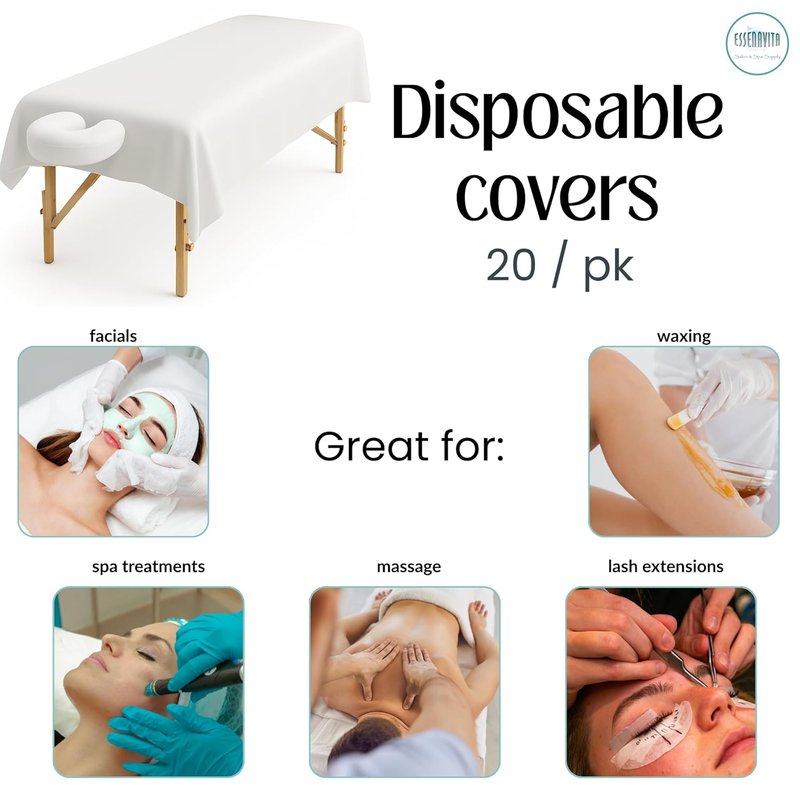 Disposable Non-Woven Bed Sheets - Pre-Cut 40"x78" White Sheets for Salon, Spa, Tattoo & Beauty Services