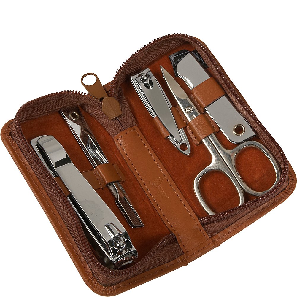 Mini Manicure Kit - Royce Leather Chrome Plated, Stylish Black, One Size