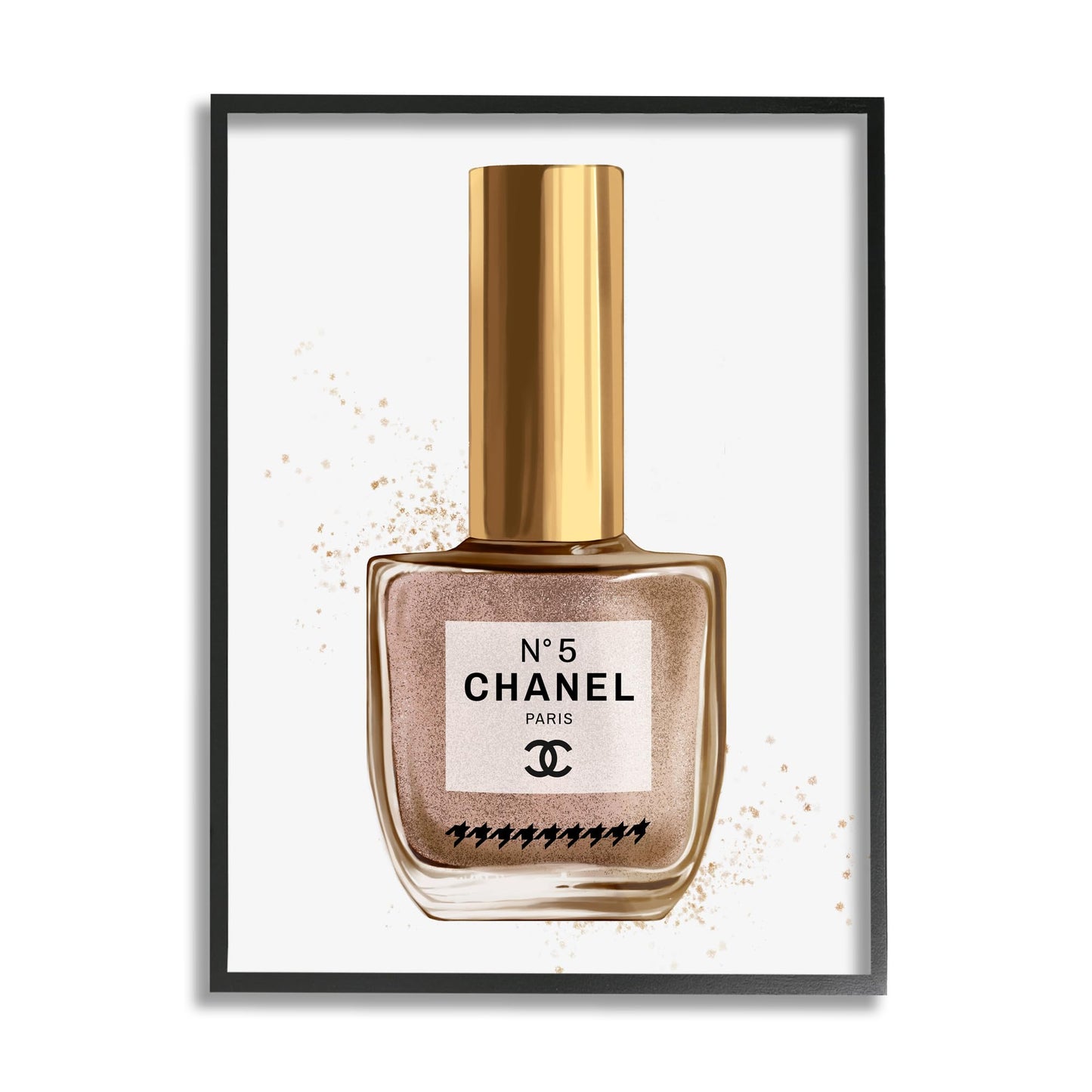 Stupell Industries 'Makeup Nail Polish Brown Gold Fashion Design', Framed Giclee Art, Black, 11 x 14 Inches, Easy to Hang and Sturdy, Made in USA, by Ziwei Li