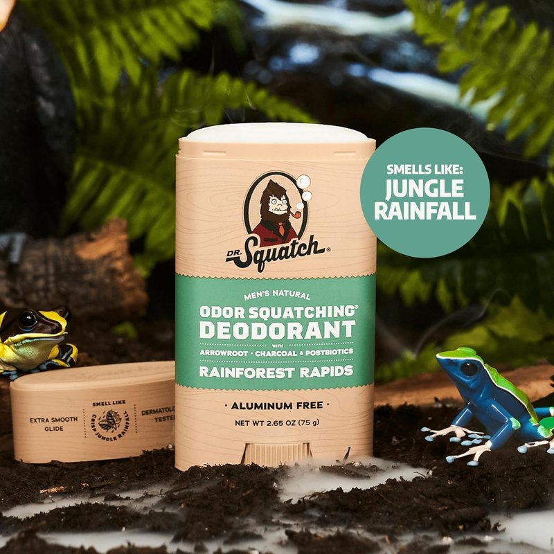Dr. Squatch Natural Men's Deodorant - Aluminum-Free Charcoal Deodorant for 72-Hour Odor Protection | Coastal Mist, 2.65oz Stick (2-Pack)