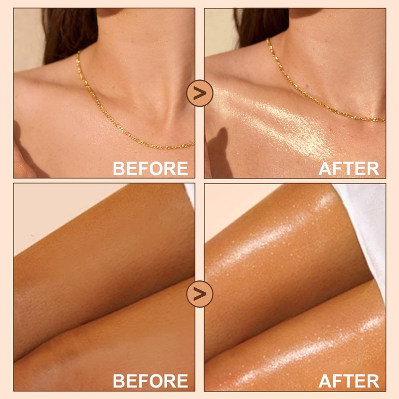 Rose Gold Body Glow Oil - SPF 30 Lightweight Sunscreen & Moisturizer | Quick-Absorbing Shimmer Lotion, 2 oz