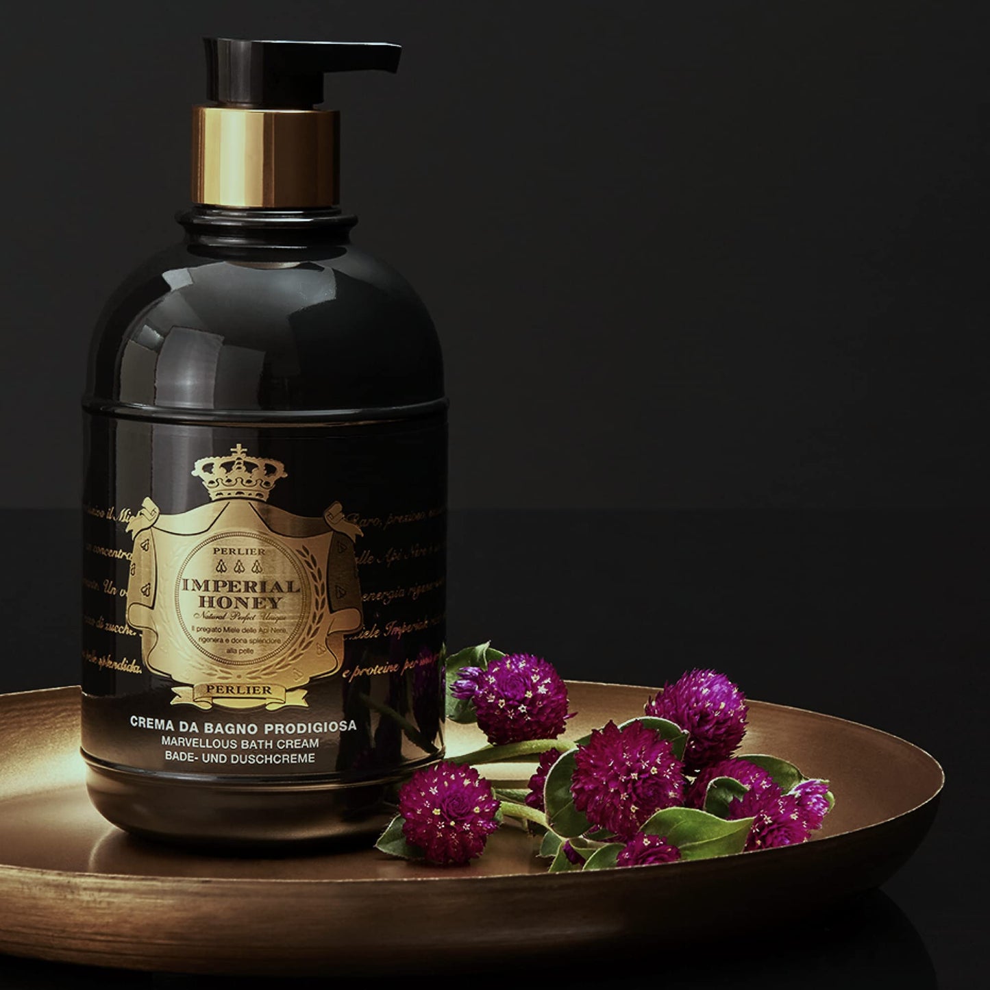 Perlier Imperial Honey Shower & Bath Cream - Nourishing & Soothing Luxury Bath Cream Made With 100% Organic Italian Honey For Deep Moisturization And Hydration, 16.9 Fl Oz, 500 ml