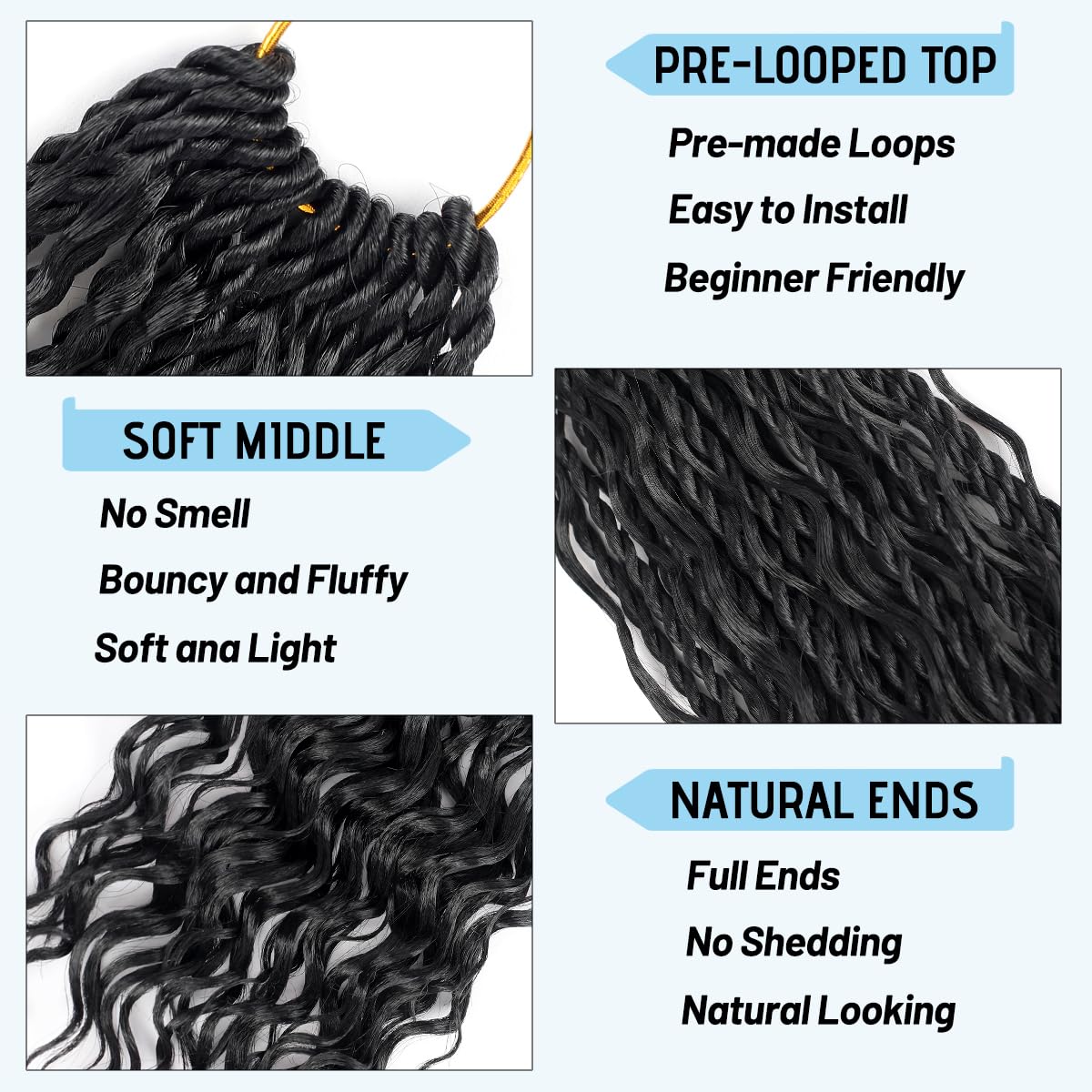 Senegalese Twist Crochet Hair 30 Inch 9 Packs Boho Pre-Looped Goddess Twist Crochet Hair Senegalese Twist Goddess Twist Braids for Black Women