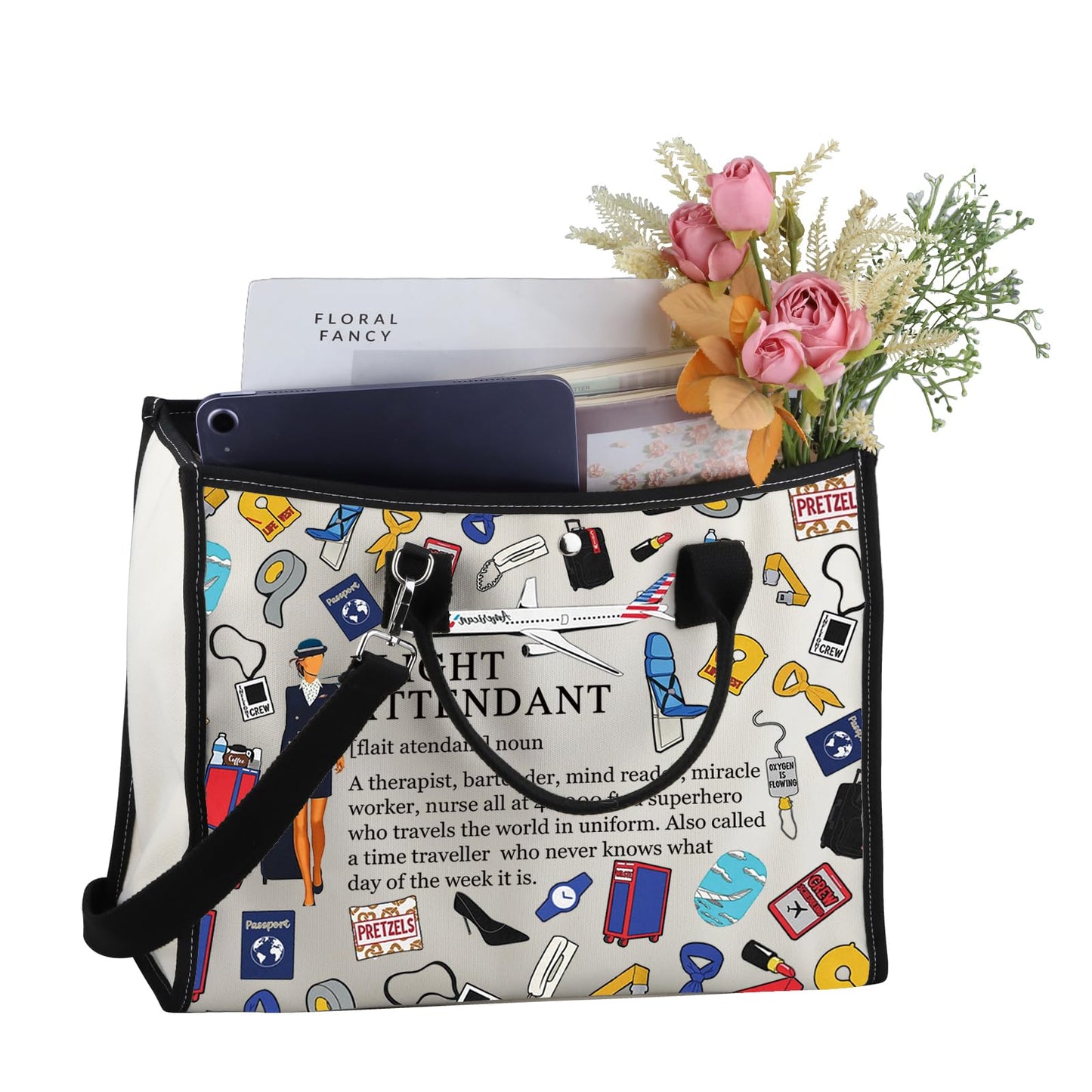 MEIKIUP Flight Attendant Gifts Air Stewardess Cosmetic Travel Bag Stewardess Aviation Makeup Pouch (Flight Attendant HB)