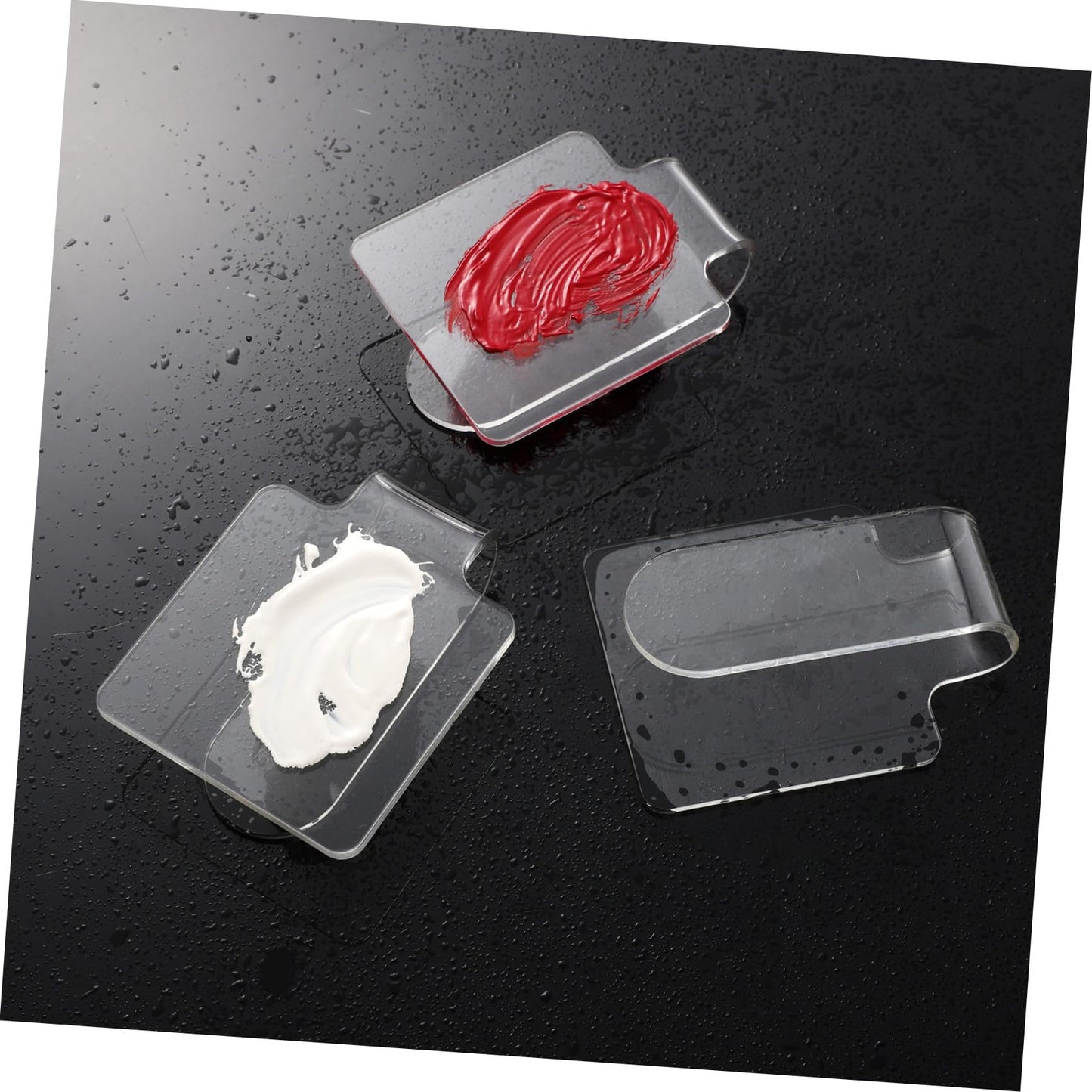 Minkissy 3pcs Makeup Hand Palette Acrylic Nail Art Manicure Palette Makeup Palette Spatula for Home Salon Professional