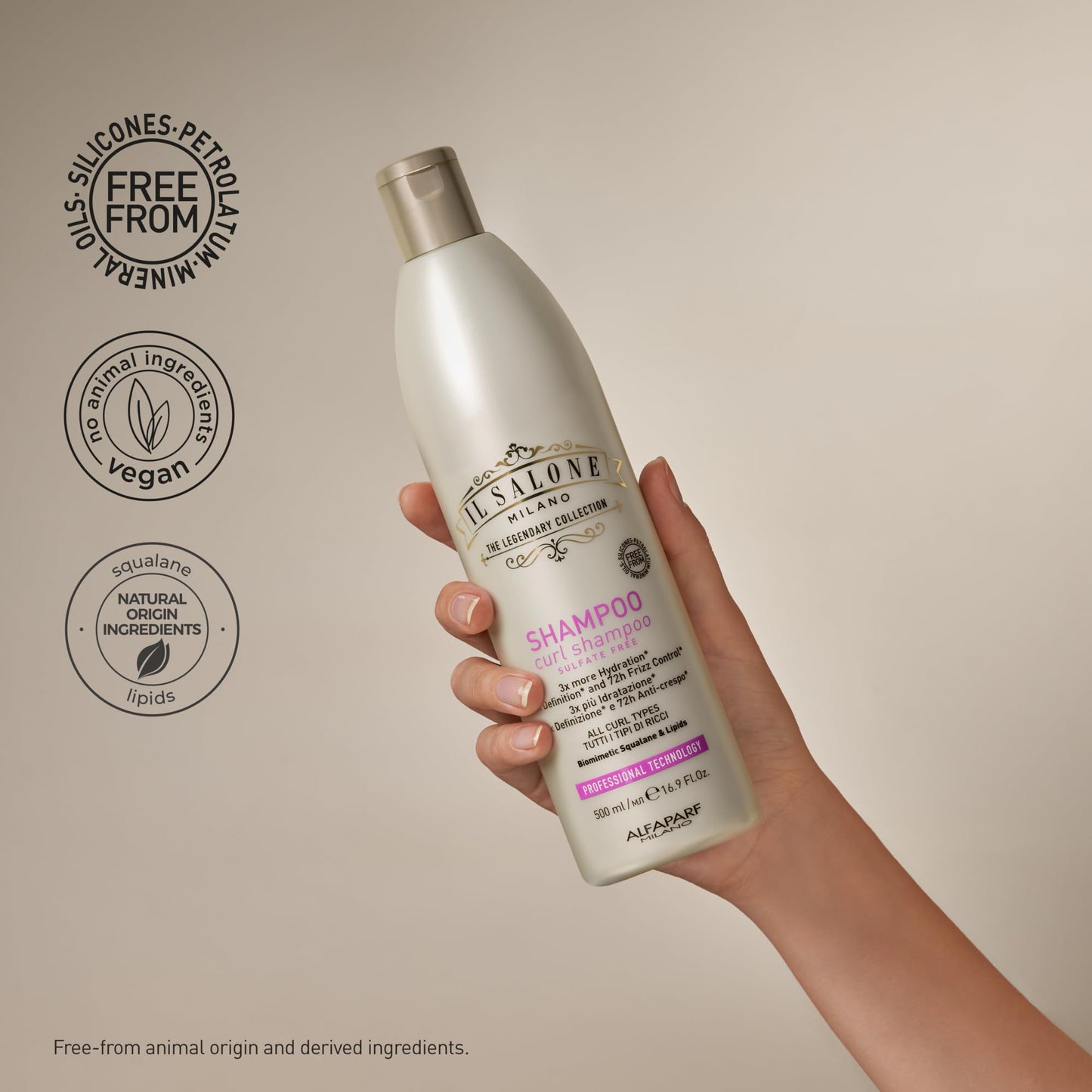 Il Salone Milano Professional Curl Hydration Shampoo - Moisturizes, Defines, Controls Frizz - Sulfate Free Shampoo for All Curl Types - Repairs and Protects - (16.9 fl oz / 500ml)