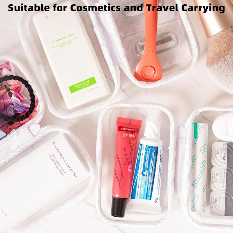 Ba Sen Doyle 6 Pcs Hard Zipper Case Clear Hard Pouches Plastic Zipper Pencil Box Toy Storage Bins Portable Plastic Containers for Travel Toiletry Office Cosmetic Blocks Puzzles Organize