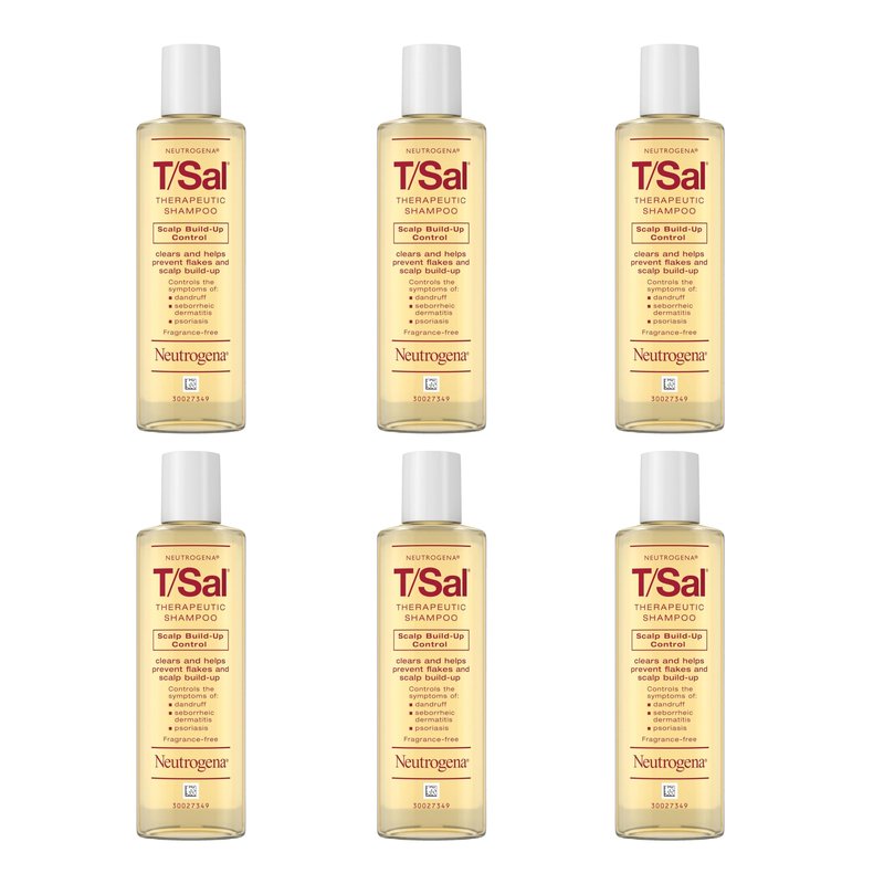 Neutrogena T/Sal Therapeutic Dandruff Shampoo, Scalp Build-Up Control, 3% Salicylic Acid,Psoriasis Treatment, Seborrheic Dermatitis Shampoo, Clears Flakes, Fragrance Free, 4.5 fl oz
