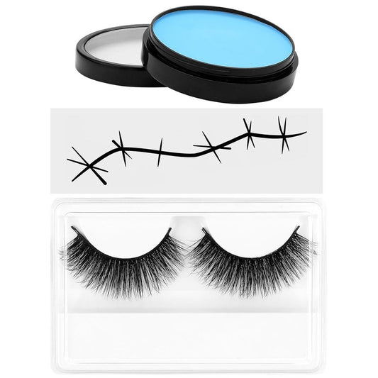 XunYee Halloween Costume Makeup Set - 22 Pcs with Stitches Tattoos, Blue Face Paint & False Eyelashes | Perfect for Cosplay Parties