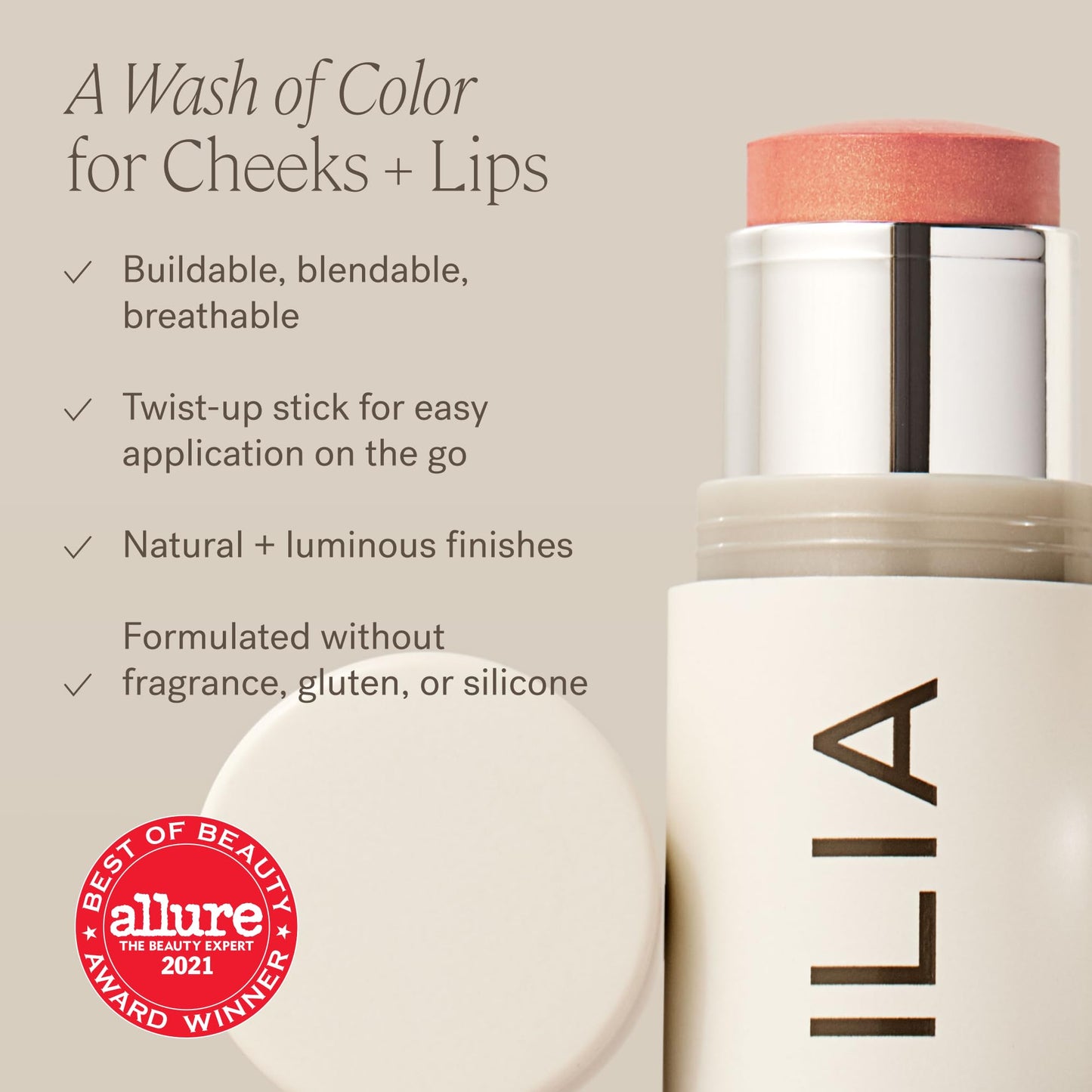ILIA - Multi-Stick For Lips + Cheeks | Cruelty-Free, Vegan, Clean Beauty (0.15 oz | 4.5 g)
