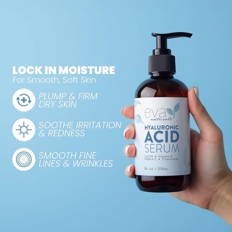 Hyaluronic Acid Serum for Face - Anti-Aging Hydrating Formula with Vitamin C, B & E | 8 Oz