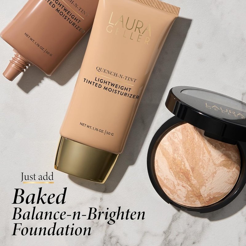 LAURA GELLER NEW YORK Quench-n-Tint Tinted Moisturizer - Sheer to Light Buildable Coverage - Natural Glow Finish - Lightweight Formula with Hyaluronic Acid, 01 Porcelain/Fair