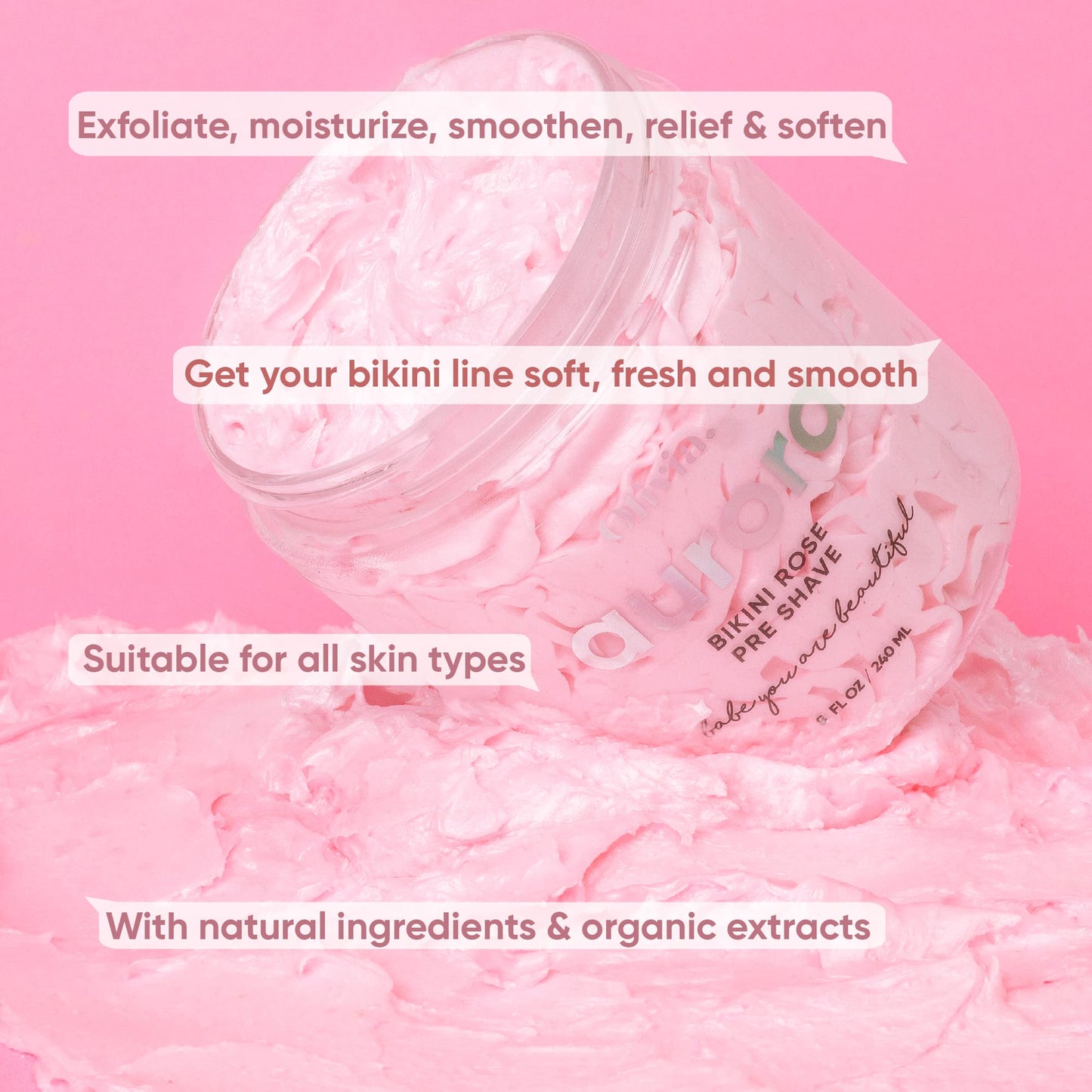 Olivia Aurora Bikini Scrub – Sweet-Scented Exfoliant for Intimate Area – Prevents Ingrown Hairs, Fades Dark Spots & Smooths Skin – Natural, No Sugar, 8 oz