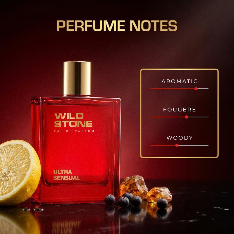 Wild Stone Ultra Sensual Eau De Parfum | 3.38oz,100 ml | Luxury EDP Perfume for Men | Intense Long Lasting Premium Fragrance| 100% Liquid Scent