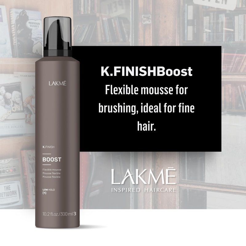 LAKMÉ K.Finish Boost Flexible Hold Hair Mousse, Volumizing Mousse, Medium Hold, Frizz Control, 10.2 Fl Oz