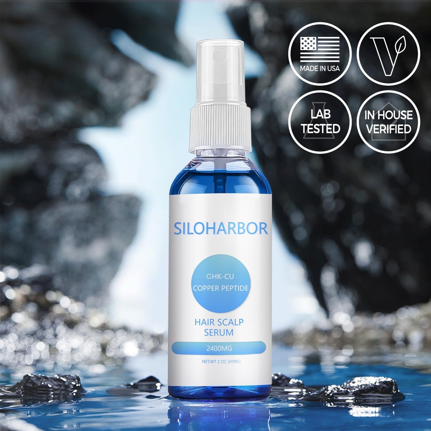 Hair Growth Serum, GHK-Cu Copper Peptides For Hair Growth & Scalp Serum – 2400mg, Dry Scalp Moisturizer Spray, 4% Copper Peptides – Fast-Absorbing, Water-Based Formula for Hair Softness & Shine