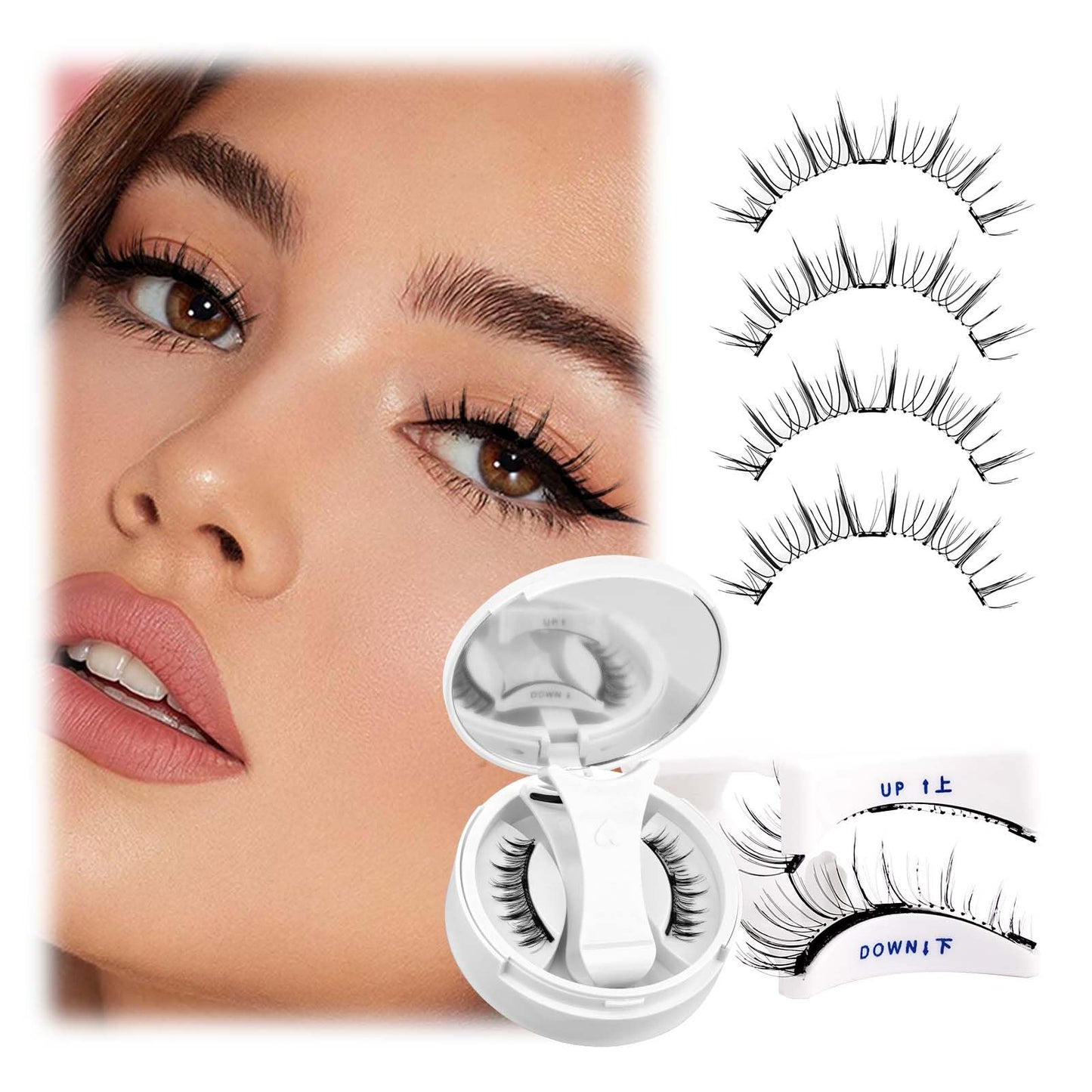 FADLASH Magnetic Eyelashes with Applicator Magnetic Lashes Reusable Natural Look Soft Magnet Eyelash Kit Easy to Wear 1 Pair (B1)