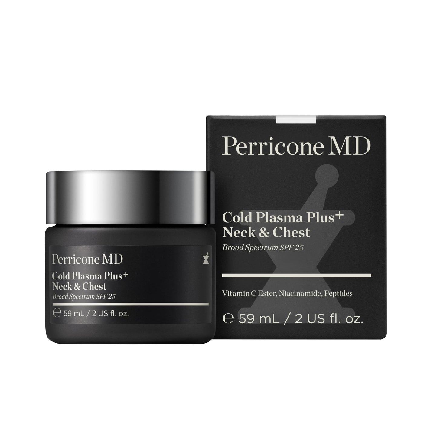 Perricone MD Cold Plasma Plus+ Neck and Chest Broad Spectrum SPF 25 – Neck Firming Cream for Tightening and Firming Sagging Skin – Wrinkle Cream for Crepey Skin & Decollete