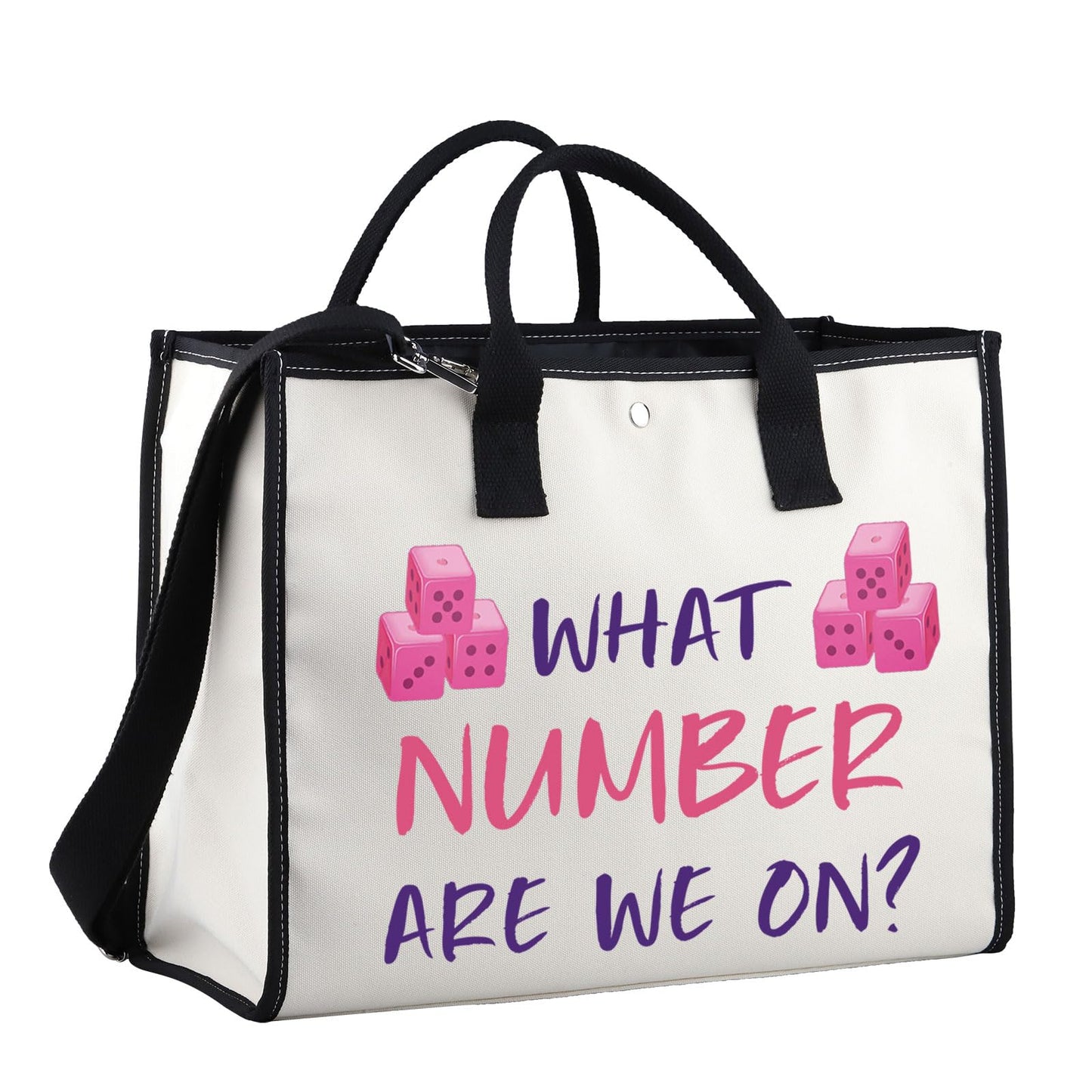 Dice Game Tote Bag Party Gift Zipper Pouch Dice Game Player Gift Tote Cosmetic Bag (WHAT NUMBER tote2)