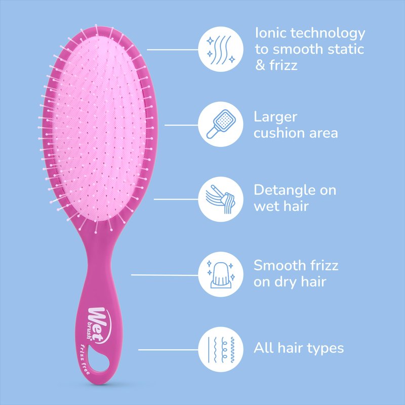 Wet Brush Frizz-Free Detangler Brush with Ionic Technology, Purple, Provides Frizz Control, Reduces Static, and Smooths All Hair Types, Best For Dry Hair, Made for Women, Men & Kids