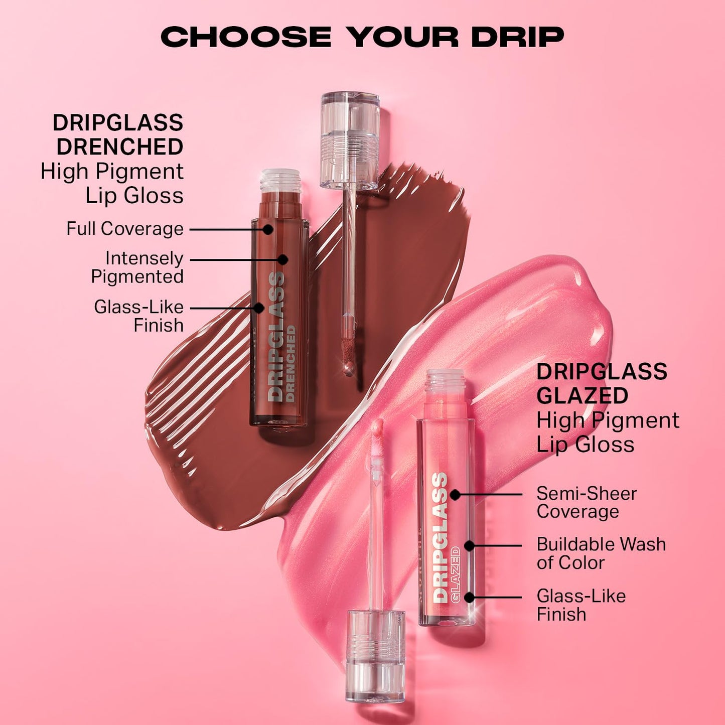 MORPHE Dripglass Glazed High Shine Lip Gloss - Glide On Juicy, Semi-Sheer & Nourishing Lip Color - Buildable Formula Infused with Plant-Derived Squalane & Vitamin E