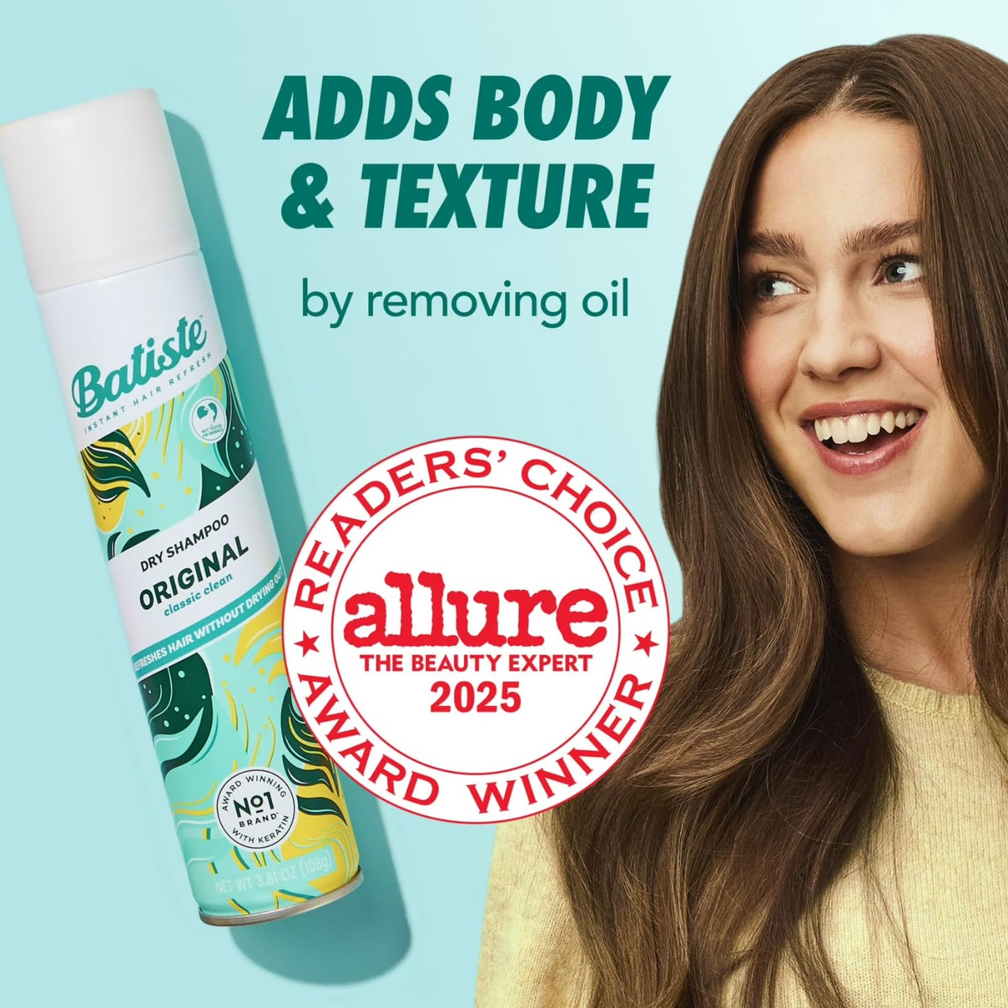 Batiste Dry Shampoo, Original Fragrance, Refresh Hair and Absorb Oil Between Washes, Waterless Shampoo for Added Hair Texture and Body, 3.81 OZ Dry Shampoo Bottle, 3 Pack