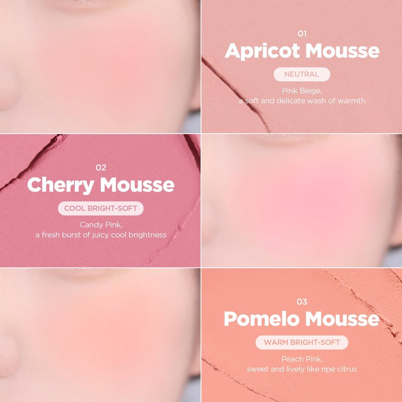 lilybyred Luv Beam Cheek Mousse | Heart-Shaped Korean Cream Blush, Airy Soft-Matte Texture, Soft-Focus & Pore-Blurring Finish, Seamless Buildable, Natural Flush, 0.13 oz. (04 Taro Mousse)