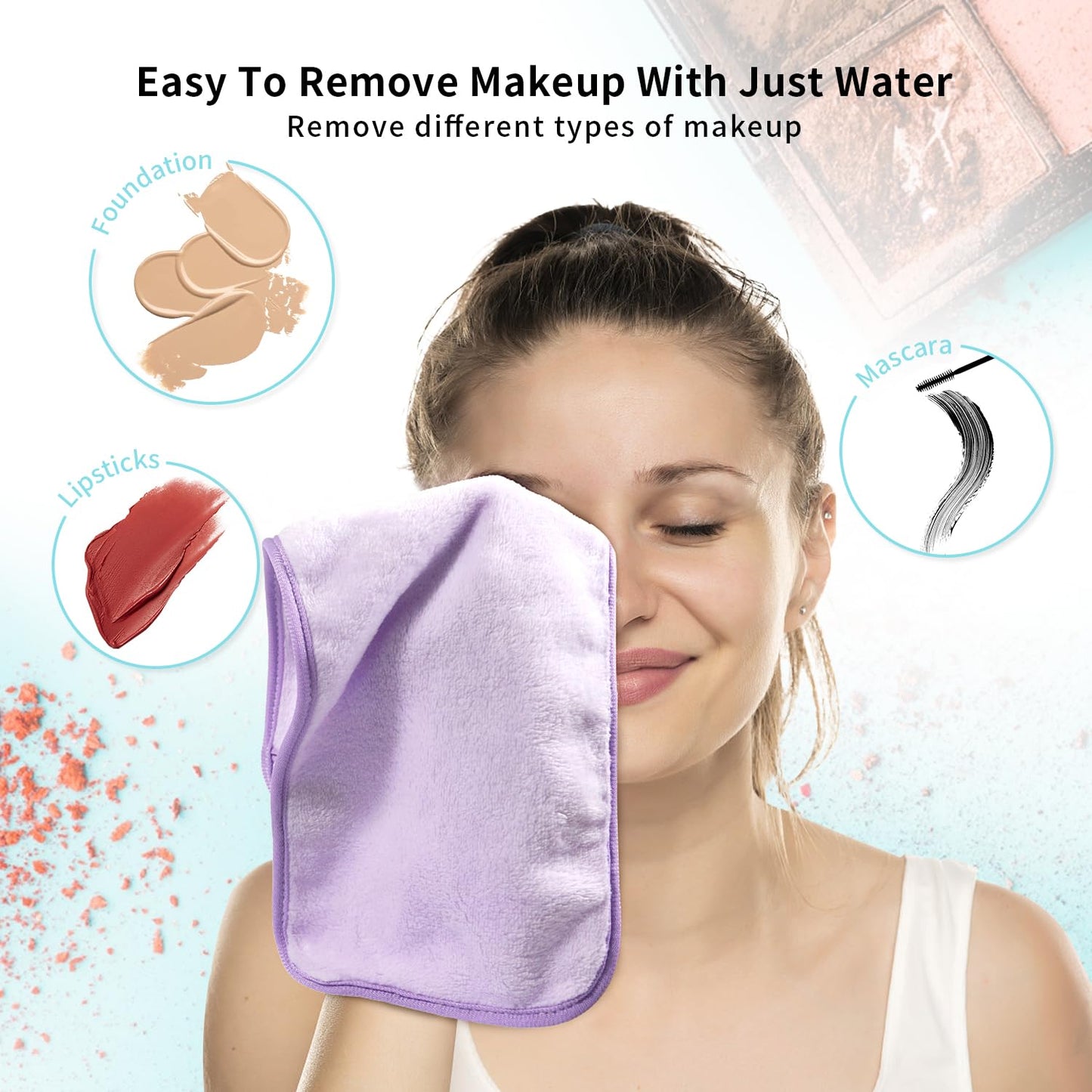 my novel things Makeup Remover Cloth Reusable Makeup Remover Towels, Makeup Washcloths for Face, Soft & Washable Coral Fleece Microfiber Towel