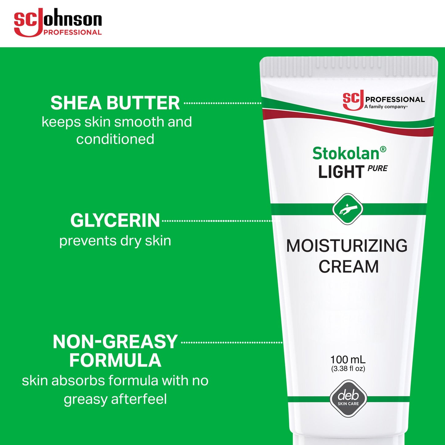 SC Johnson Professional STOKOLAN Light Pure Post Work Hand Cream 100ml, 3.3814 Fl Oz (Pack Of 12)