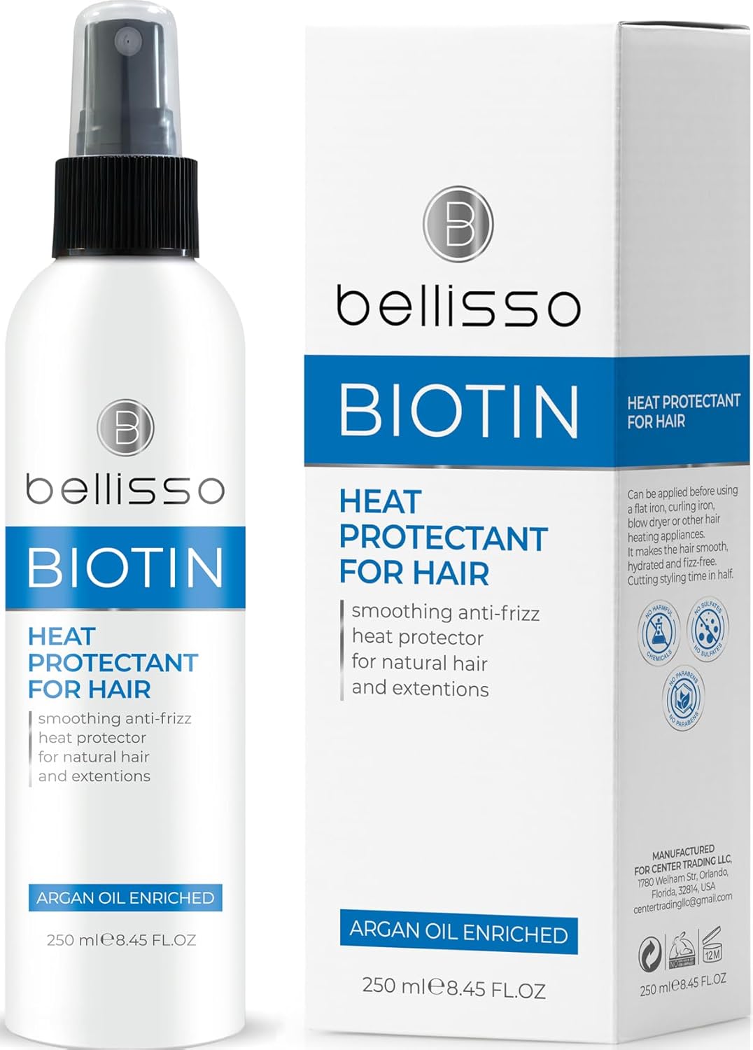 Biotin Shampoo and Conditioner Set - Moroccan Argan Oil | Hair Heat Protectant Spray