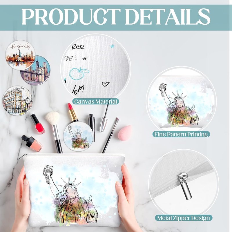 New York Souvenirs - 36-Piece City Cosmetic Bag Set | Makeup Mirrors & Gifts for Friends & Sisters