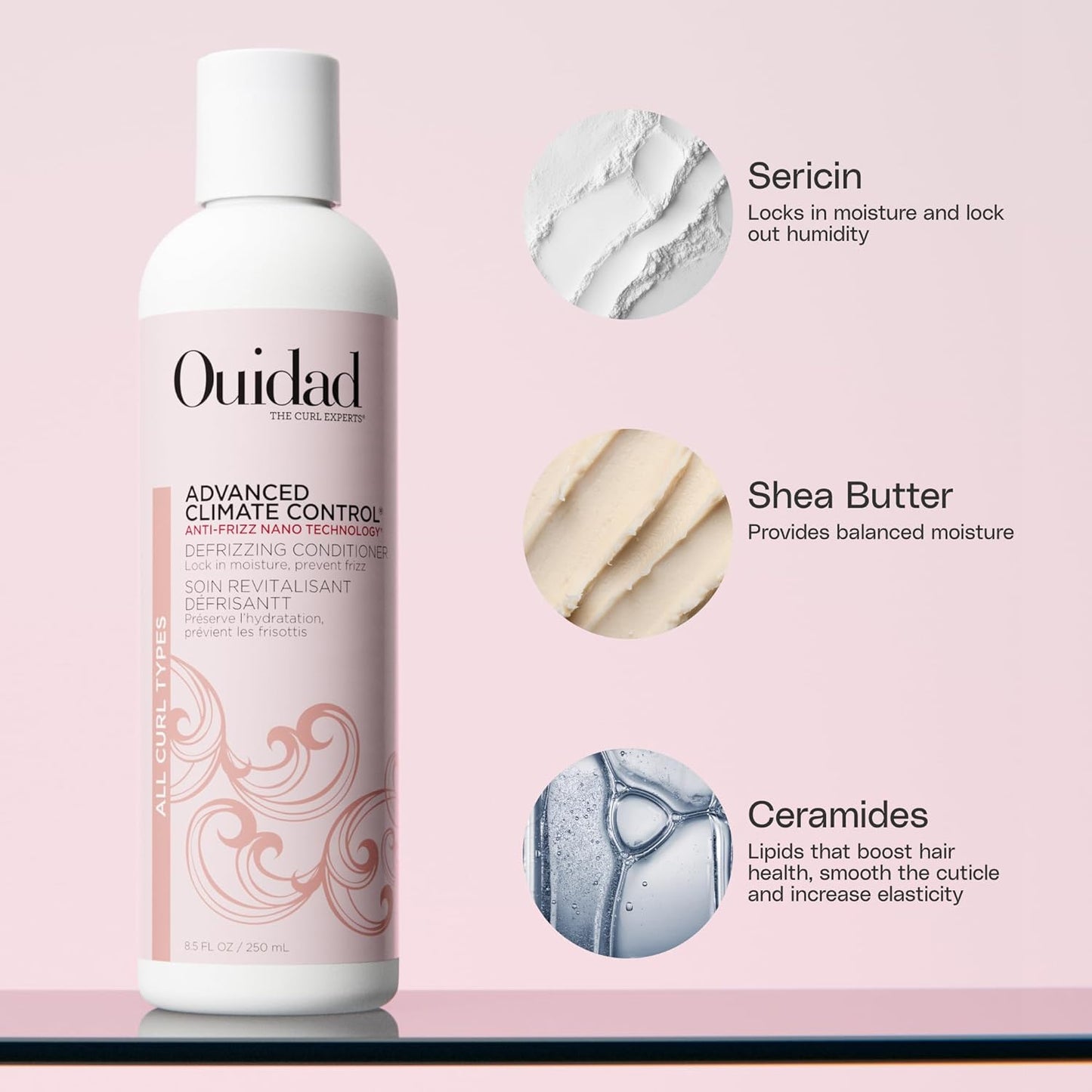 Ouidad Advanced Climate Control Defrizzing Conditioner | Hydrates & Defines Curly Hair, Blocks Humidity & Frizz, Sulfate-Free