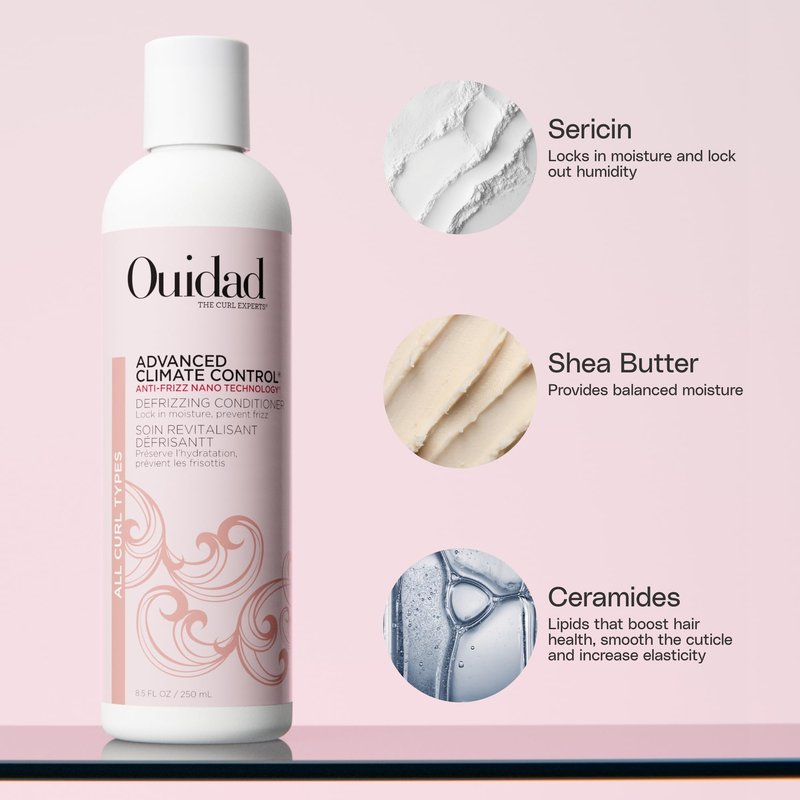 Ouidad Advanced Climate Control Heat & Humidity Styling Kit, Anti Frizz Curly Hair Products to Lock in Moisture & Block Humidity, Flexible, Long-Lasting Hold, No Parabens & Sulfates