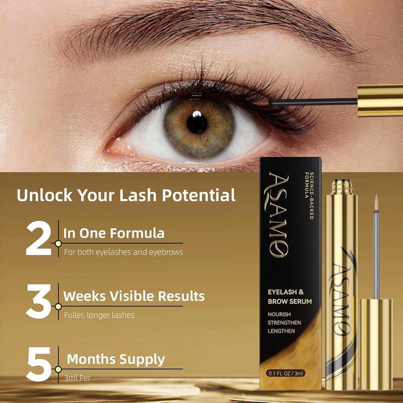 Eyelash & Eyebrow Growth Serum - 2-in-1 Enhancer for Longer, Thicker Lashes | Vegan, Cruelty-Free, 3ml