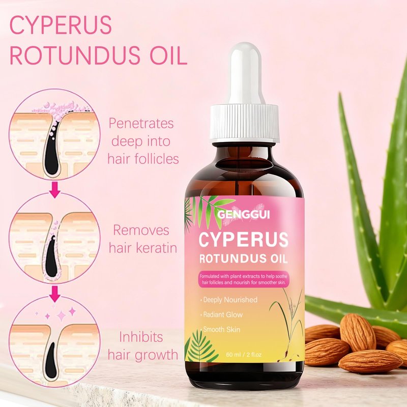 Cyperus Rotundus Oil for Hair Removal - Natural Hair Inhibitor Serum, Slows & Reduces Regrowth for Face & Body, Soothing Plant-Based Formula (1)