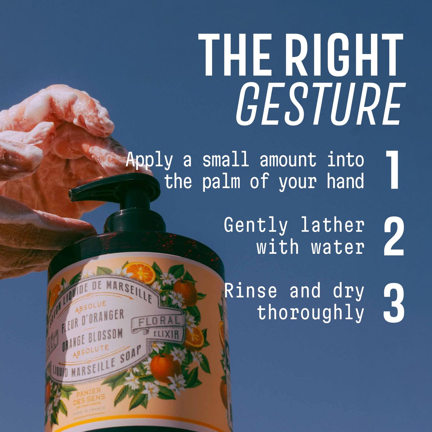 Panier des Sens Orange Blossom Hand Soap - Premium Liquid Soap for Kitchen and Bathroom – French Savon de Marseille, Natural Hand Wash (97% Ingredients), Gentle & Moisturizing, 16.9 fl oz
